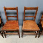 Set Van 6 Antieke Hollandse Eikenhouten Keukenstoelen thumbnail 20