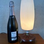 Vintage Tripod Lamp – Opaline En Teak thumbnail 6