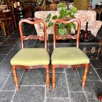 Antieke Stoelen 4 Hollandse Houten Eetkamerstoelen Gestoffeerd thumbnail 2