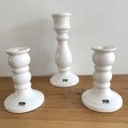 Set Van 3 Witte Vintage Zweedse Kandelaren Van Guldkroken thumbnail 2
