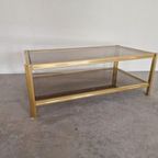 Hollywood Regency Salontafel Goud Gerookt Glas thumbnail 4