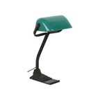 Art Deco Bureaulamp Notarislamp Erpe Model 52 Smeedijzer Groene Emaille Kap thumbnail 2