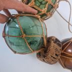 Vintage Glazen Drijver Macrame Vissers Kruik thumbnail 5