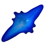 Vintage Xl Murano Glas Schaal Blauw Wit Helder Glas Mid-century 1970’s thumbnail 8