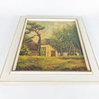 Landschap - Olieverf Op Doek - Toegekend Aan W. Boomstra - 1960'S thumbnail 3