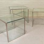 Vintage Glas En Chrome Mimiset Nesting Tables thumbnail 17