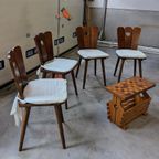 4 Vintage Houten Eet-Stoelen Uit De Jaren 50S/60S thumbnail 19