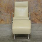 Zganieuw Witte Leren Leolux Helical Design Fauteuil + Poef thumbnail 3