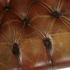 Oude Chesterfield Zetel Bruin Leder Wingchair Oorfauteuil thumbnail 14