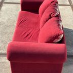 Rieten Bank Vintage Design Rood Bordeaux Rode Stof Opvouwbaar Bedbank thumbnail 7