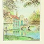 Charmant Schilderij Aquarel Begijnhof Brugge Verhaeghe 1989 thumbnail 13