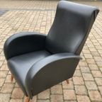 Mid-Century Fauteuil Skai Zwart thumbnail 2