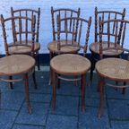 Set Van 6 Originele Thonet Stoelen Met Gave Webbing Zittingen Prijs/Hele Set thumbnail 3