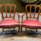 Paar Louis Xv Fauteuils. Notenhout. thumbnail 2