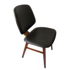 Set Van 4 Vintage Eetkamerstoelen Teakhout/Zwart Skai, Jaren '60 thumbnail 2