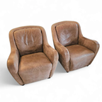 2 X Natuzzi Lounge Chairs / Leather / 1980s thumbnail 5