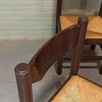 Set Van 4 Vintage Hout En Riet Eetkamerstoelen thumbnail 18