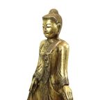 Enorm Boeddhabeeld Verguld Hout Mandalay Birma 140cm thumbnail 11