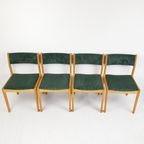 4 Vintage Dining Chairs Green | Groene Stoelen Ribstof Deens thumbnail 3