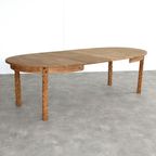 Brutalist Ovale Eettafel | Vintage Tafel | Eiken | Verlengbaar thumbnail 12