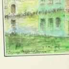 Charmant Schilderij Aquarel Begijnhof Brugge Verhaeghe 1989 thumbnail 3