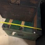 Hutkoffer, Kist, Groen Met Houten Latjes thumbnail 19