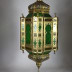 Arabian Hanging Pendant - Green Etched Glass And Tin thumbnail 5