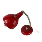 Vintage - Red Desklamp - Unknown Design - Brass Neck thumbnail 4