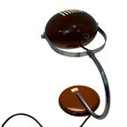 Herda - Space Age Table Lamp - Brown Base And Shade, Chromed Upright (rare Model) thumbnail 6