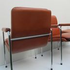 4 Vintage Cognac Leren Lounge Stoelen Artifort Geoffrey Harcourt thumbnail 20