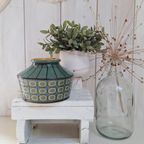 Vintage Voorraad Pot Met Deksel, Groen Bruin Met Reliëf Deco thumbnail 18