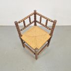 Vintage Bobbin Eiken Hout Hoekstoel Biezen ’50 Mid Century thumbnail 7
