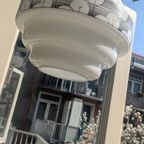 Vintage Art Deco Pendant Lamp – Opal Glass, Geometric Pattern thumbnail 2