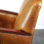 Luxe Rundleren Artdeco Design Armchair Met Houten Armleuningen En Goed Zitcomfort thumbnail 12