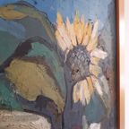 * Vintage Schilderij Zonnebloemen Olieverf Op Doek thumbnail 4