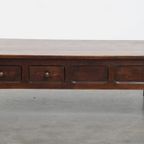 Prachtige En Unieke Antieke Franse Salontafel Van Vruchtenbomenhout Met 5 Lades thumbnail 3