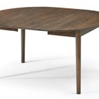 Maggie Round Dining Table In Smoked Oak Veneer With 120/160/200 Cm Extension - Includes 2 Extra Leaves. thumbnail 4