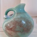 Vintage Aqua Blauw Vaasje, Kruikje, Aardewerk, Kannetje thumbnail 6