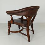 Victoriaanse Mahoniehouten Leren Bureaustoel thumbnail 11