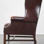 Comfortabele, Elegante, Luxe Engelse Chesterfield Oorfauteuil Gemaakt Van Rundleer thumbnail 6