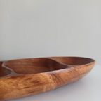 Mid-century Houten Serveerschaal. Handgemaakt. Met Compartimenten thumbnail 3