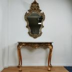 Barok, Brocante Rococo Wandconsole, Sidetable Met Spiegel thumbnail 3