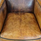 Unieke En Karaktervolle Oude Schapenleren Fauteuil/armchair Met Bijzondere Kleuren thumbnail 9