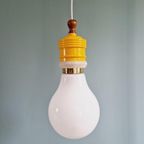 Opaline Bol Hanglamp, Metalarte, Jaren 80 thumbnail 2