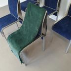 Set Of 5 Vintage Bend Aluminium Dining Chairs With 5 Blue / 5 Green Covers. Very Goed Condition / thumbnail 20