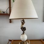 Zeemeermin Vintage Staande Lamp Goudkleurig Vintage Lamp Met Nautisch Figuur, Natuursteen Details thumbnail 10
