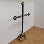 Zeer Groot Antiek Smeedijzeren Kruis Crucifix Metalen Kruis thumbnail 18