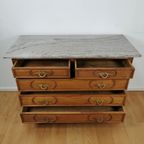 Vintage Frans Dressoir Commode, Ladekast Badkamermeubel Met Marmer Blad 405 thumbnail 6