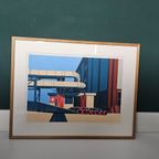 Vintage Zeefdruk Van Abstracte Weergave Van Industriële Setting. Kunstenaar Roel Jonges thumbnail 5