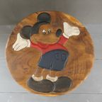 Vintage Mickey Mouse Houten Krukje, Diameter 25 Cm thumbnail 5